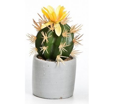 Kaktus v betónovom kvetináči 03368 žltý