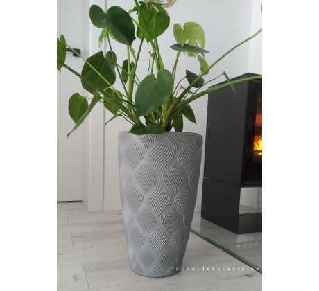 Mrazuvzdorný kvetináč FLOW slim 30cm platina