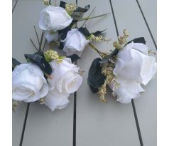 Mini kytica ruží 3732 23cm biele