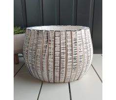 Drevený obal na kvetináč 30cm bielo-čierny