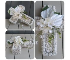 Aranžmán KRÍŽ 30x23cm biele kaly