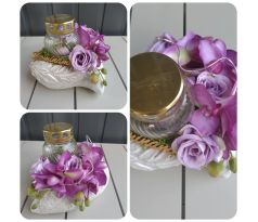 Aranžmán s kahancom SPOMÍNAME fialové orchidey