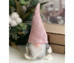 Vianočný škriatok s rúžovou čiapkou 178-1A  23cm