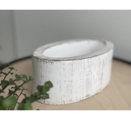 Plastový podstavec/ikebana malý oval 26x15x 9cm bielo-zlatý