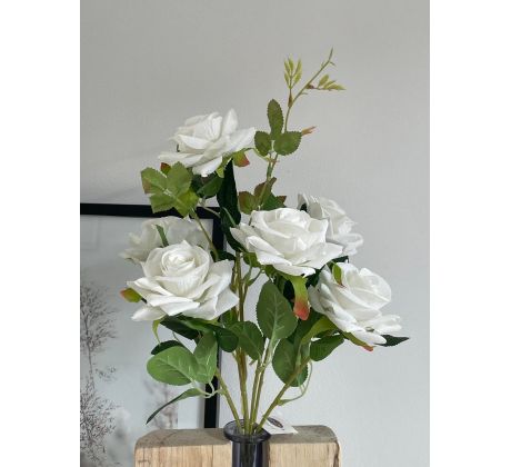 Biela kytica ruží 17909 55cm