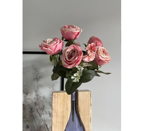 Rúžová kytica ruží 18439 44cm