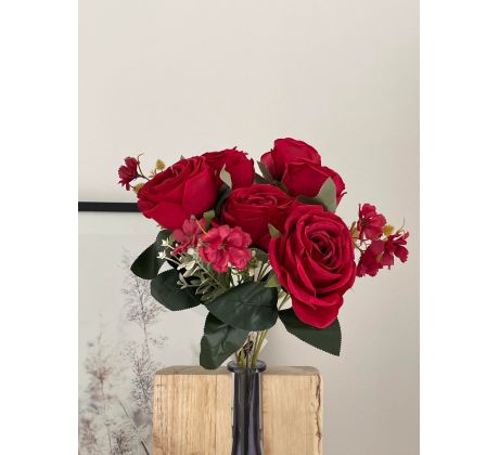 Bordová kytica ruží 18439 44cm