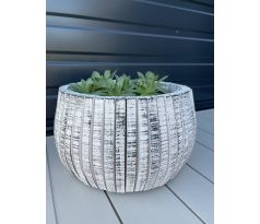 Drevený obal na kvetináč 36cm bielo-čierny