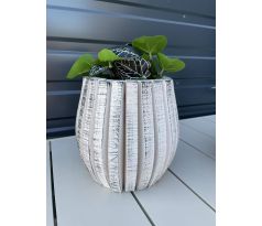 Drevený obal na kvetináč 20cm bielo-čierny