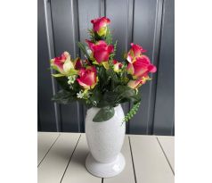 Kytica ruží QA194 44cm tmavo-ružová
