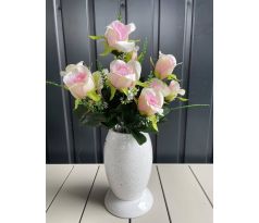 Kytica ruží QA194 44cm slabo-rúžová