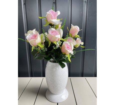 Kytica ruží QA194 44cm slabo-rúžová