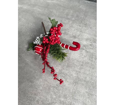 Vianočná vetvička slízankou a guľou 146489 mini 23cm