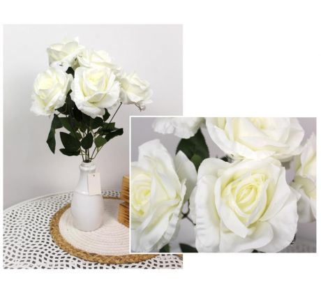 Biela umelá kytica ruží 147D 44cm