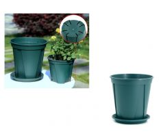 Zelený kvetináč s podmiskou 4451 18 x 15,5 x 12,5 cm
