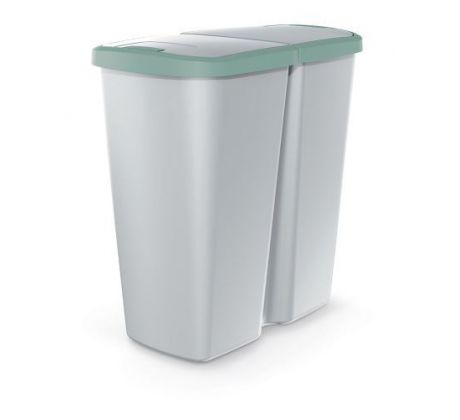 Odpadkový kôš COMPACTA Q DUO sivý so zeleným vekom objem 45l