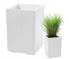Kvetináč Karo 400x400x600 bielo-krém beton