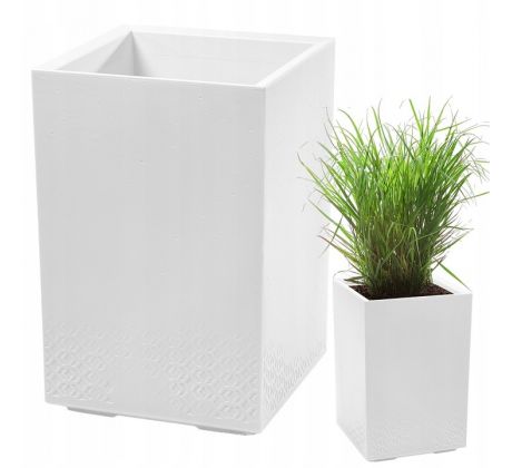 Kvetináč Karo 400x400x600 bielo-krém beton