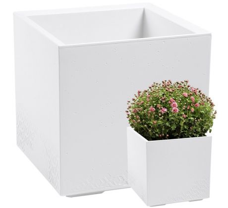 Kvetináč Karo 400x400x400 bielo-krém beton