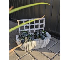 Drevený obal na kvetináč 39cm bielo-čierny