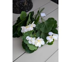 Umelá kytička Pelargonia 103G 35cm biela