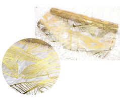 Organza šírka 48 cm, dĺžka 450 cm 55509 zlaté lístie