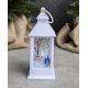 Biela Mini LED lucerna 5941 so snehuliakom 14x5,5x5,5cm 