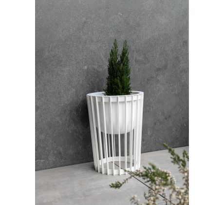 Kvetináč Standy nízky 39,5cm+veľký vklad 29,5cm biely