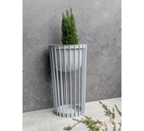 Kvetináč Standy vysoký 53cm+veľký vklad 29,5cm sivý
