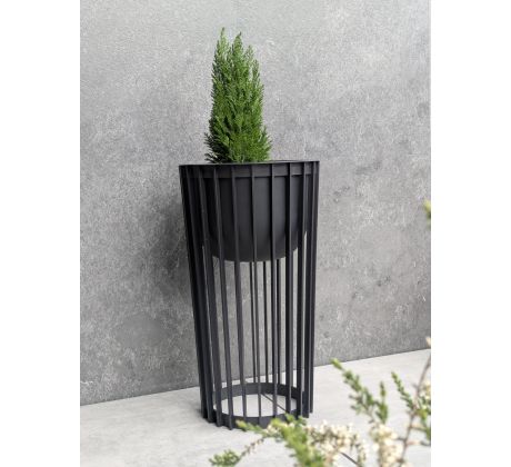 Kvetináč Standy vysoký 53cm+veľký vklad 29,5cm čierny