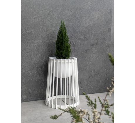 Kvetináč Standy nízky 39,5cm+malý vklad 23,5cm biely