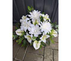 Dekorácia-Ikebana Loďka 62x42cm bielo-zelená