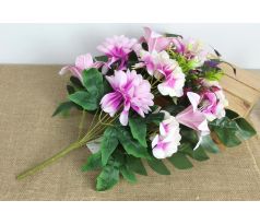 Umelá kytica miešaná HORTENSIA+ĽALIA 049A  57cm cyklamenovo-rúžová