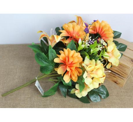 Vyhľadávanie: Umelá kytica miešaná HORTENSIA+ĽALIA 049C 57cm oranžová