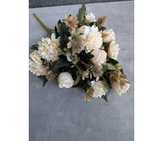 Umelá kytica miešaná 154B 50cm krém
