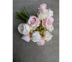 Kytička/zväzok ruží 332B 26cm X12 krémovo ružová