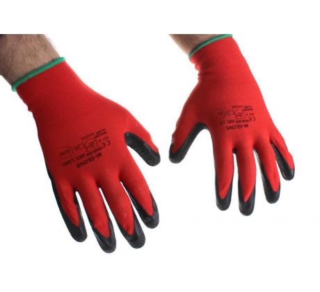 Pracovné rukavice POLYESTER červené + LATEX