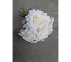 Kytička/zväzok ruží 250A /6ks vo zväzku/ 25cm biela